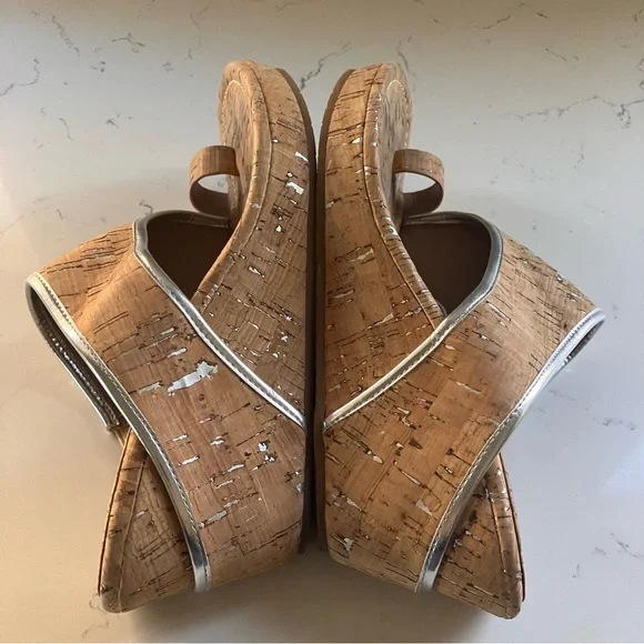 Donald Pliner GYER Upper Heel Wedge Platform Leather Slide Cork Sandals 8.5 M - Picture 8 of 10